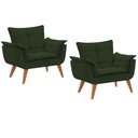 Ver imagem 2 de Kit 2 Poltronas Opalas com Puff Redondo Suede Verde