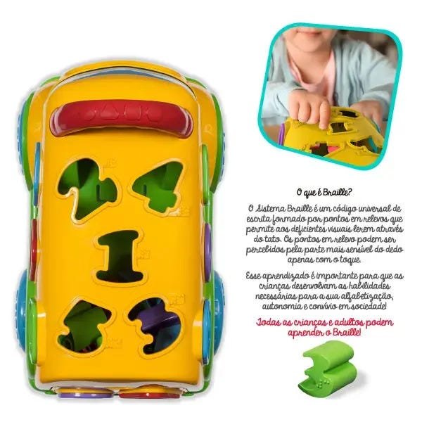 Caminhão Escolar Rosa - Brinquedo Didático com leitura em Braille