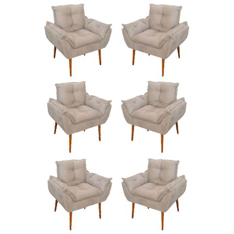Kit 06 Sofás 1 Lugar de Luxo Opala Sala, Quarto Suede Cor:bege