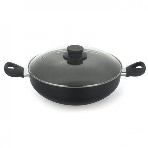 Panela Wok Antiaderente com Tampa Vidro 4,5L Gourmet Multiflon