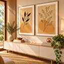 Ver imagem 2 de Quadros Decorativos Botânico Abstrato Terroso Moldura Filete:Moldura Freijó/60x90