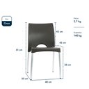 Ver imagem 4 de Kit 4 Cadeiras de Jantar Boston Empilhável Pés de Aluminio Garden Life Cor Preto