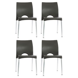 Kit 4 Cadeiras de Jantar Boston Empilhável Pés de Aluminio Garden Life Cor Preto