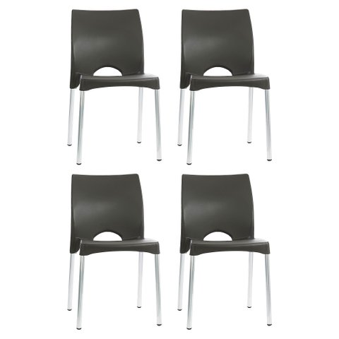 Kit 4 Cadeiras de Jantar Boston Empilhável Pés de Aluminio Garden Life Cor Preto
