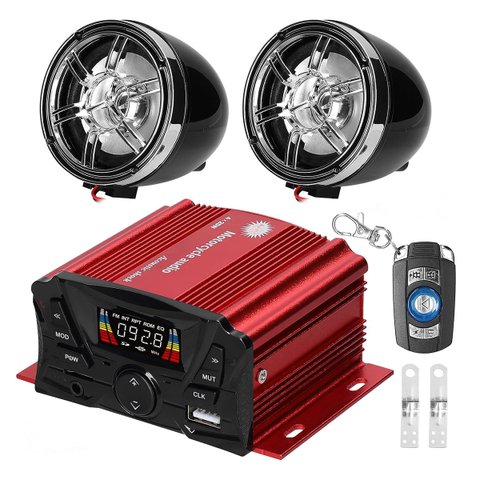 Caixa de Som Moto Alarme Bluetooth Audio Mp3 Usb Cartao Sd Controle Remoto Radio Fm Am Leva pra Casa