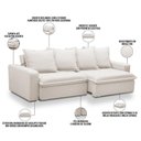 Ver imagem 2 de Sofá Retrátil Reclinável para Sala de Estar Living 195cm Vêneto F04 Bouclê Cru - Lyam Decor