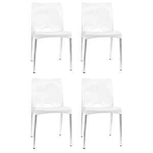 Kit 4 Cadeiras de Jantar Boston Empilhável Pés de Aluminio Garden Life Cor Branco