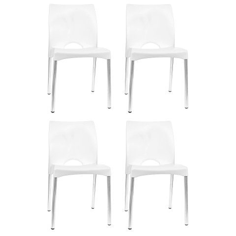Kit 4 Cadeiras de Jantar Boston Empilhável Pés de Aluminio Garden Life Cor Branco