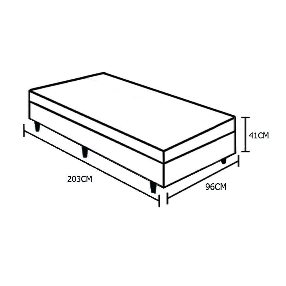 Base Box Baú Solteirão NK Camas Suede Cinza 41x96x203 - 3