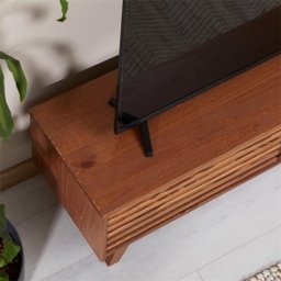 Rack TV Bancada Madeira 40 Polegadas 1 Porta de Correr Sean Castanho Verniz - 7 Rack TV Bancada Madeira 40 Polegadas 1 Porta de Correr Sean Castanho Verniz - 7