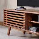 Ver imagem 5 de Rack TV Bancada Madeira 40 Polegadas 1 Porta de Correr Sean Castanho Verniz