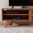 Ver imagem 6 de Rack TV Bancada Madeira 40 Polegadas 1 Porta de Correr Sean Castanho Verniz