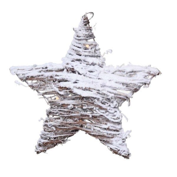 Estrela Rattan Rústica Decoração Natal 15 Leds Branco - 1