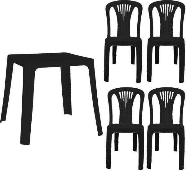 Conjunto Mesa Monoblock + 4 Cadeiras Bistrô Preto