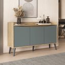 Ver imagem 1 de Buffet Aparador 3 Portas Retrô 130cm Marrom/Amendoa/Acqua