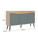 Ver imagem 4 de Buffet Aparador 3 Portas Retrô 130cm Marrom/Amendoa/Acqua