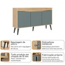 Ver imagem 6 de Buffet Aparador 3 Portas Retrô 130cm Marrom/Amendoa/Acqua