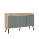 Ver imagem 3 de Buffet Aparador 3 Portas Retrô 130cm Marrom/Amendoa/Acqua