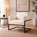 Ver imagem 1 de Poltrona Decorativa Estofada Veludo Base Metálica Industrial Prime Preto – Paraná Metal:Branco Nev