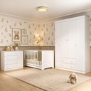 Ver imagem 1 de Quarto de Bebê Completo com Berço Americano 3 em 1/Guarda-Roupa/Cômoda Flor Multimóveis MP4940