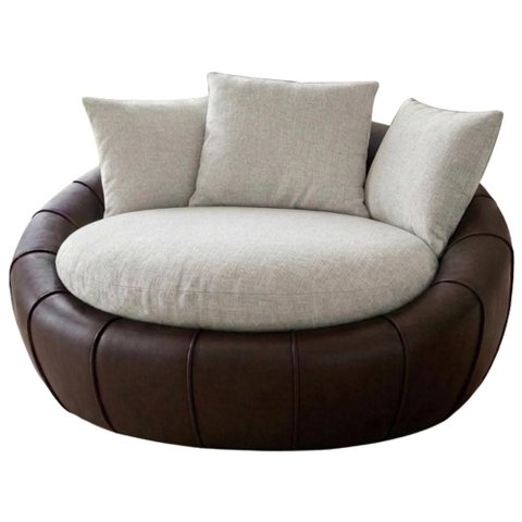 Poltrona Decorativa Safira Base Giratoria Linho e Courino Tcs 701 Tcs 721 Moll