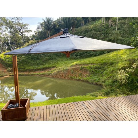 Ombrelone Lateral Premium Giratório 3,50 Mts - Lona Cor Marrom