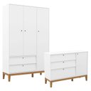 Ver imagem 1 de Cômoda Sapateira e Guarda Roupa Unique 3 Portas Branco Soft Eco Wood - Matic