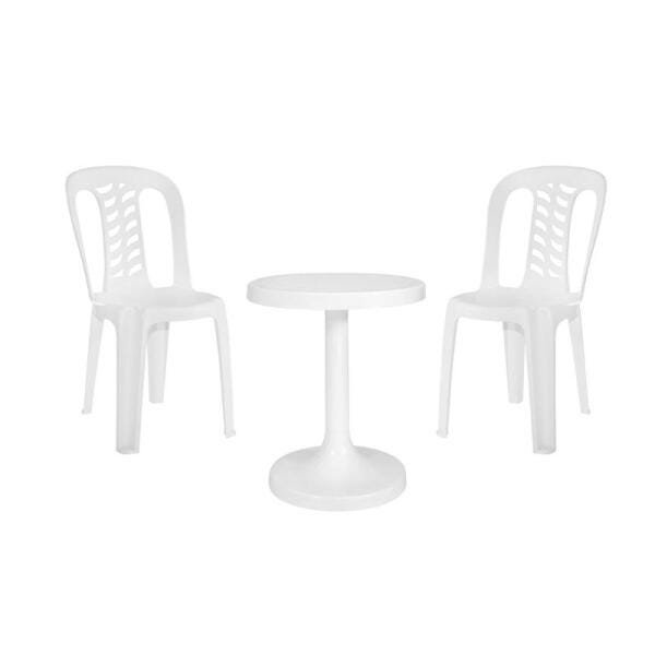 Conj Mesa Redonda Parana + 2 Cadeiras Bistro Branco