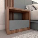 Ver imagem 1 de Mesa de Cabeceira Personalizada Quarto com 1 Gaveta 100% MDF:Nogueira Cadiz com Cinza Sagrado