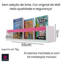 Ver imagem 3 de Kit 2 Prateleiras de Livros Criança Nicho de Parede Livreiro Colorido 55cm:ROSA