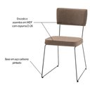 Ver imagem 3 de Kit 6 Cadeiras de Jantar Decorativa Base Aço Preto Luigi Linho Bege - Gran Belo