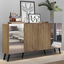 Ver imagem 3 de Aparador Buffet 4 Portas com Espelho Retrô Vegas Multimóveis V3562 Rustic/Preto