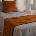 Ver imagem 4 de Peseira Drapeada Veludo Luxo 1,60x0,50m Dupla Face cama solteiro Terracota
