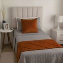 Ver imagem 1 de Peseira Drapeada Veludo Luxo 1,60x0,50m Dupla Face cama solteiro Terracota