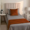 Ver imagem 3 de Peseira Drapeada Veludo Luxo 1,60x0,50m Dupla Face cama solteiro Terracota