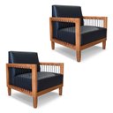 Ver imagem 1 de Kit 2 Poltronas Decorativa Marilia Corano Preto Base em Madeira Castanho - Pallazio