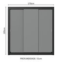 Ver mais imagens de Guarda-roupa Casal 3 Portas de Correr Preto/cinza Sublime Madesa Preto/cinza