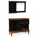 Ver imagem 2 de Gabinete para Banheiro 2 Portas com Espelheira Dália 3058 - Preto/imbuia Glazer