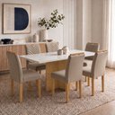 Ver imagem 1 de Conjunto Sala de Jantar 6 Lugares Retangular 160x80cm MDF Carol Cinamomo Off White