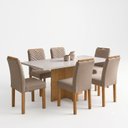 Ver imagem 2 de Conjunto Sala de Jantar 6 Lugares Retangular 160x80cm MDF Carol Cinamomo Off White