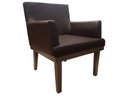 Ver imagem 1 de Poltrona Decorativa Vitória Couro Marrom Pés Madeira Mz Decor