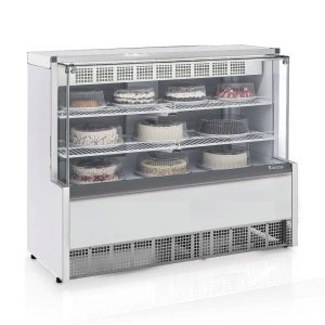 Vitrine Refrigerada Confeitaria Dupla Função GPEA-140R BR Branca Linha Aurora Vidro Reto Gelopar