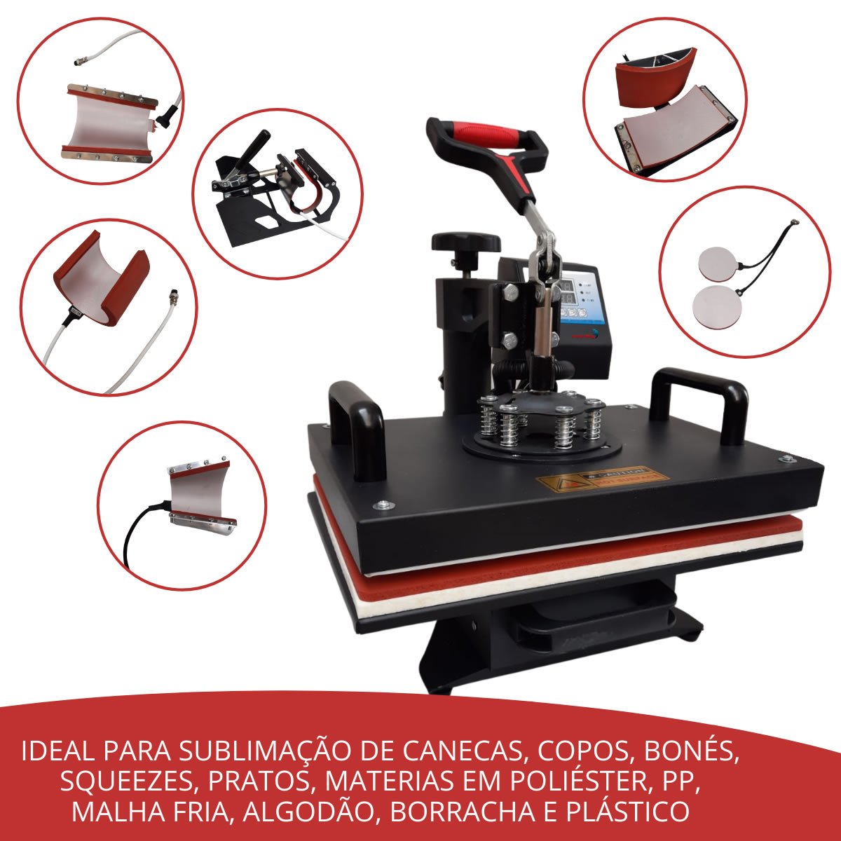 Prensa Térmica Sublimação 8 em 1 Maquina de Estampar Camisetas Canecas ...