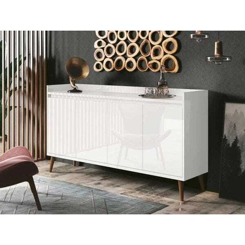 Buffet Aparador Retrô Clássico Branco Gloss