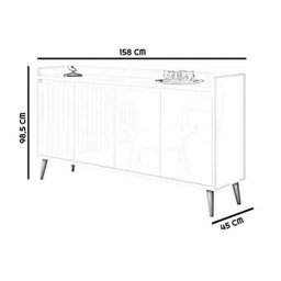 Buffet Aparador Retrô Clássico Branco Gloss - 6