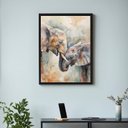 Ver imagem 1 de Quadro Aquarela Elefantes - Mãe e Filho 33x24cm:moldura Preta