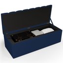 Ver imagem 2 de Calçadeira Recamier Baú para Cama de Casal King Dália 195x50 Cm W01 Suede Azul Marinho - Lyam