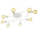 Ver imagem 2 de Lustre Plafon Hashtag Branco Com Escovado De 8 Braços