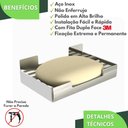Ver imagem 3 de Porta Sabonete Para Banheiro Saboneteira Inox Adesivo ELG