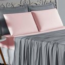 Ver imagem 3 de Jogo de Cama Casal Viúva Nobre 4 Peças Malha 100% Algodão - Cinza / Rosa